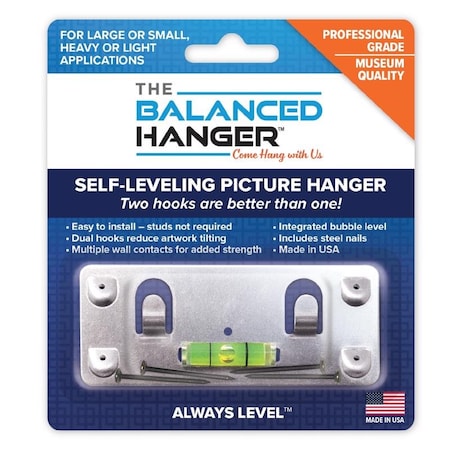 Balanced Hanger Balanced Hanger Always Level Metallic Silver Heavy Duty Mirror/Picture Hanging Kit 75 lb 1 pk 62304